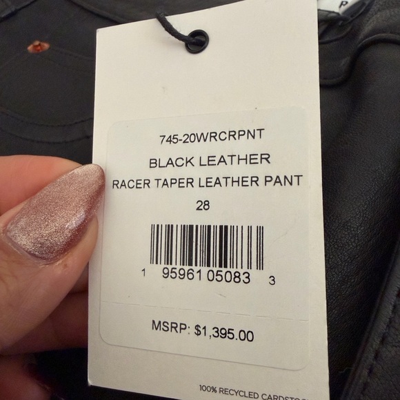 Re/Done Midnight Black Leather Trousers - Picture 3 of 4